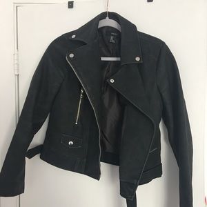 Forever21 Faux Dark Gray Faux Moto Leather Jacket